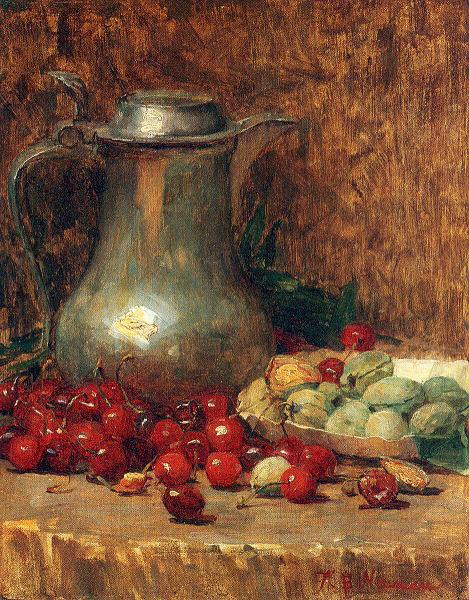 Newman, Willie Betty Pewter Pitcher and Cherries Germany oil painting art